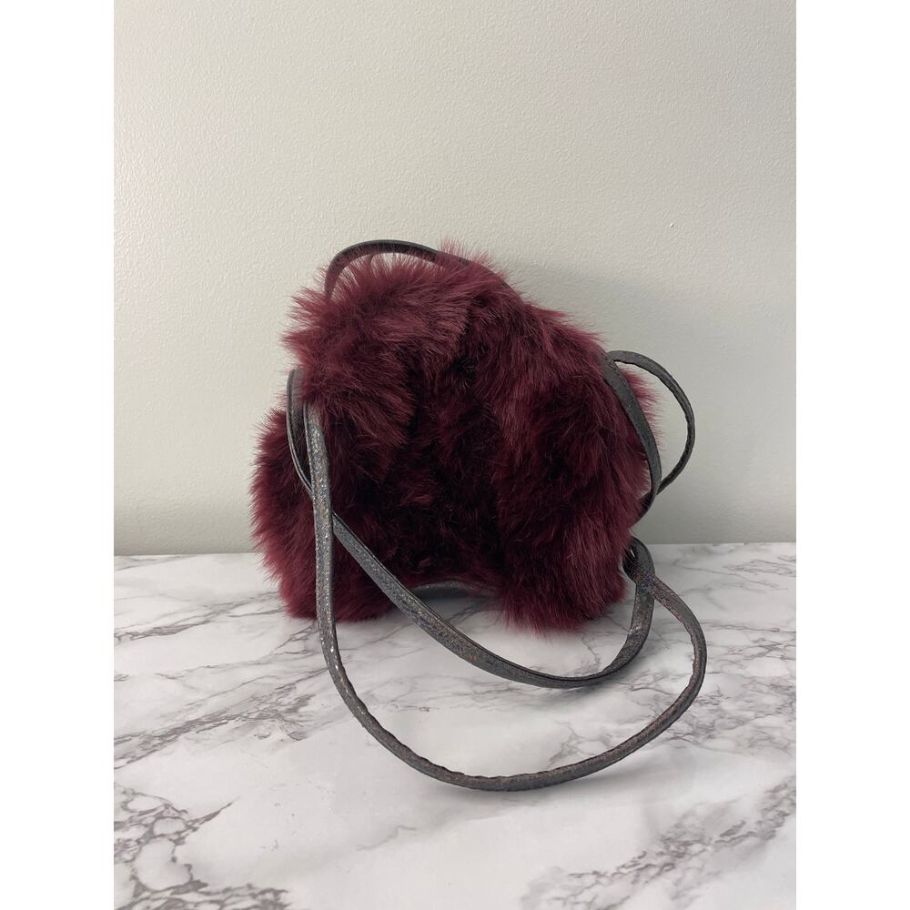 Free People Furry Purple Crossbody Bubble Bag with Holographic Snakeskin Straps